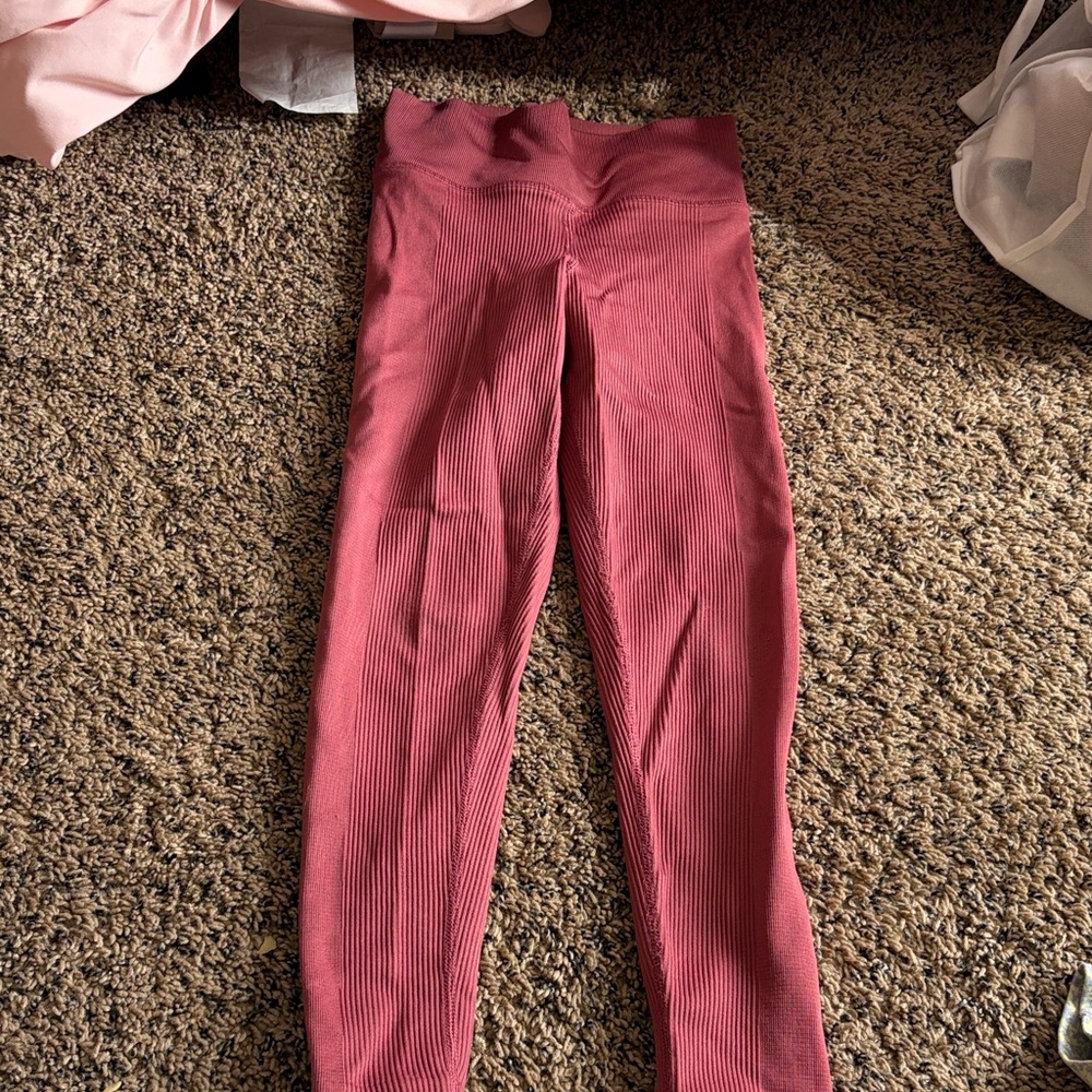 Athleta Girl Ribbed Burgundy Leggings